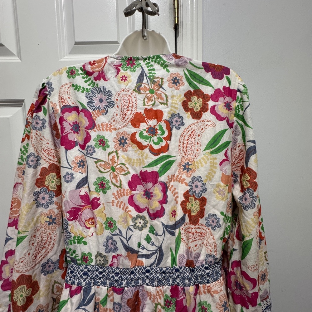 Kaktus Cream Long Sleeve Sundress with V-Neck size xl - Picture 6 of 9